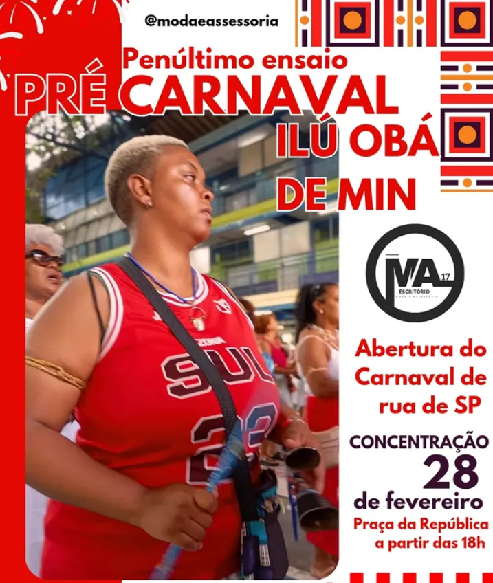 Penúltimo ensaio de pré-Carnaval do Ilú Obá De Min 2025